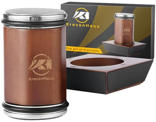 KraxenHaus Tumbler Rolling Knife Sharpener Kit – Magnetic Manual System with 4 Angles & Walnut Base Diamond & Ceramic Discs | Kitchen Knife Sharpening Tool | Interchangeable, Easy & Safe Design