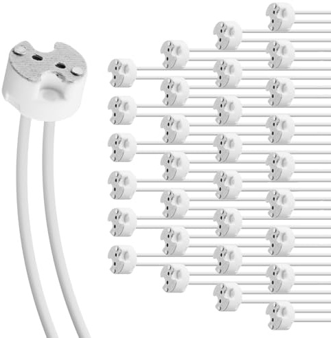 MR16 lampsockel, GU5.3-sockel med 14 cm silikonskyddad kabel, keramikbas, MR16-sockel för LED-spots och halogenlampor, pennsockel, sockel G4, GU4, G6.35, max 100 W 12 V, 30 stycken