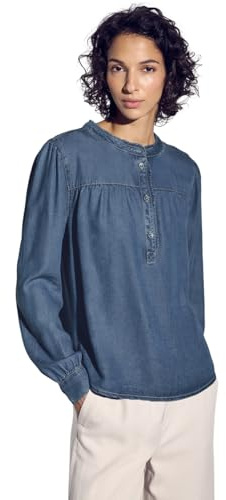Street One A345454 Chemisier en Jean à Volants, Bleu Tencel Medium, 46 Femmes
