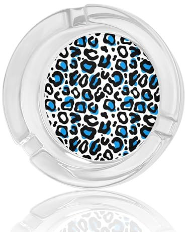 Surwin Cenicero de Cristal, Exterior o Interior, Cenicero Portatil Pequeño, Cenicero de Mesa con Estampado Leopardo 3d, Ceniceros de Vidrio para Lavavajillas o Apilable (Blanco)