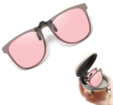 Wnddle Clip Occhiali Da Sole Polarizzati, Clip per Occhiali, Occhiali Da Sole Unisex Clip, Clip polarizzata Lente Adatta, Uomo e Donna Polarizzata Lente, Adatti per All'aperto (Rosa)