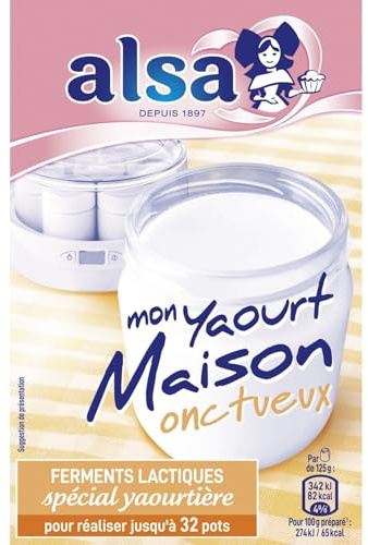 ALSA – Ferments Lactiques Spécial Yaourtière pour Yaourt Maison, Texture Onctueuse (4 sachets 8g) - Le lot de 3