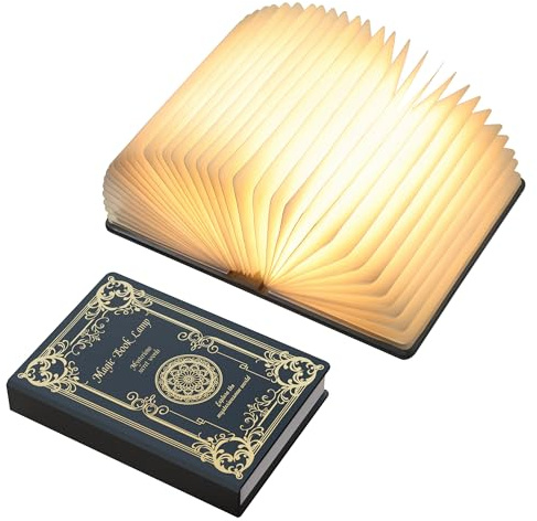 Ba suns Magic Book Lamp, 3-Color Adjustable Reading Light, Portable Foldable Paper Desk Lamp for Night Reading, 1200mAh Battery,Creative Home Decoration & Ideal Gift for Book Lovers