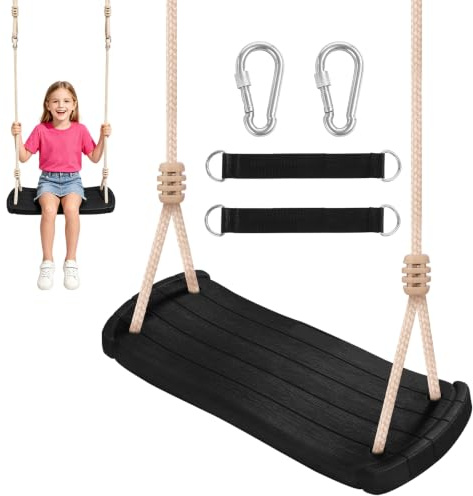 Hryniiex Schaukel Outdoor, Kunststoff Kinderschaukel für Garten, Schwarz