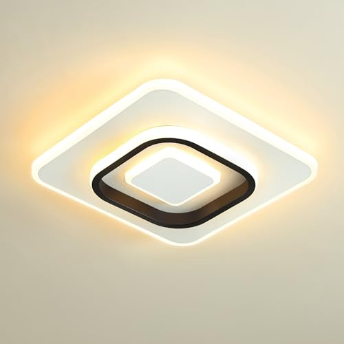 MELAYR 4760734 Modern Ceiling Lights LED 3000K/4500K/6500K Ceiling Lighting | White 24cm Square 8-15s Memory CRI≥80 Lamp for Living Room Bedroom Office Kitchen and Hallway