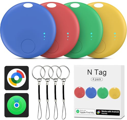 Air Tracker Android e iOS, 4 PCS Smart Tracker Tag GPS Localizzatore Chiavi Compatibile con Trova Dispositivo e Apple Find My, Bluetooth Tracker Compatibile per Portafogli,Chiavi,Zaini
