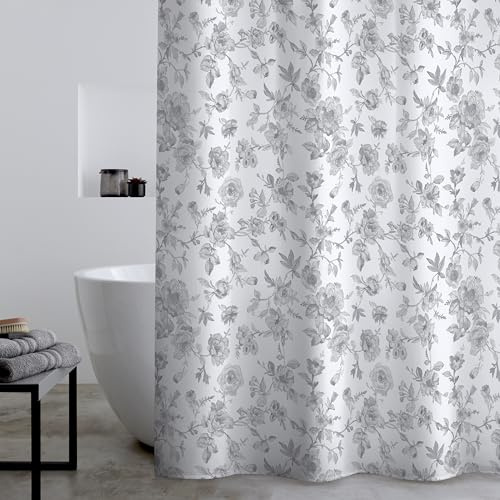 Catherine Lansfield Mirabelle Floral 180x180cm Shower Curtain Panel Grey