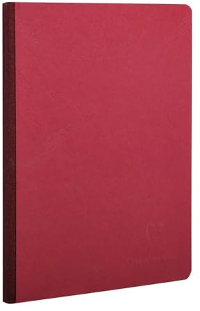 Clairefontaine 795422C – Anteckningsbok/anteckningsbok AgeBag DIN A5 14,8 x 21 cm, med linnestruktur, rutigt 96 ark, röd, 1 styck