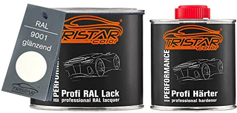 TRISTARcolor RAL 9001 Cremeweiss 2K Autolack glänzend 0,75 Liter / 750 ml Dose inkl. Härter
