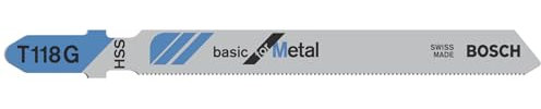 Bosch 5x Lames de scie sauteuse T 118 G Basic for Metal (pour Tôles en acier, Tôles en acier, Longueur 92 mm, Professional Accessoire Scie sauteuse)