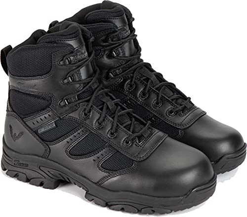 Thorogood Deuce 6” Waterproof Side-Zip Black Tactical Boots for Men and Women with Full-Grain Leather, Soft Toe, and Slip-Resistant Outsole; BBP & EH Rated, Black - 10 M
