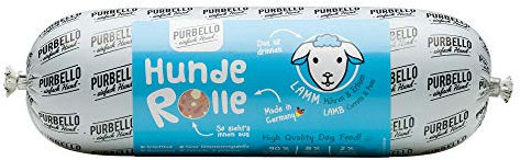 PURBELLO Hunde-Rolle Lamm mit Möhren & Erbsen - Monoprotein Hundefutter mit hohem Fleischanteil - Nassfutter für Hunde - Hundewurst schnittfest & getreidefrei - 8 x 800 g