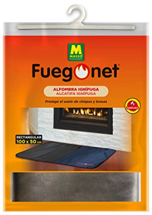 Fuegonet 231437 - Alfombra ignifuga, color negro, 100 x 50 cm