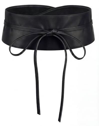 BlackButterfly Obi Waist Band Self Knot Tie Up Cinch Belt (Black, S-M)