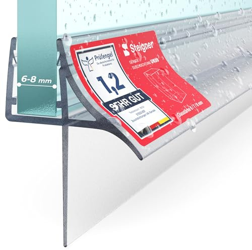 STEIGNER Guarnizione doccia, 87cm, per spessore vetro 6/7/ 8 mm, guarnizione dritta in PVC, UK09