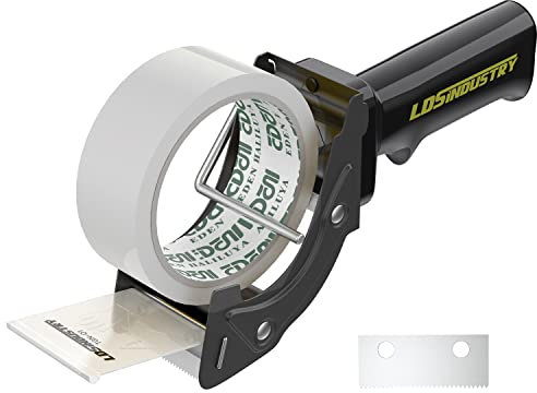 Dérouleur de Ruban en Kit pour Colis Haute Qualité avec Adhésif Emballage Transparent Rouleaux, Derouleur Pour Demenagement, Carton, Colis, Enveloppes, Devidoir Rouleau Adhesif Large Bande,Noir