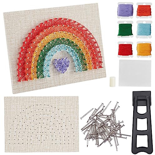 INFUNLY Kit de arte de cuerda arcoíris 3D para hacer tu propio kit de manualidades de cuerda para adultos, kit de arte de cuerdas de uñas para mujeres, estudiantes, interesante regalo de cumpleaños,