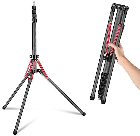 NEEWER Soporte de Luz de Fibra de Carbono con Patas Reversibles de 180°, Adaptador de Tornillo de 1/4-3/8 y Bolsa, Trípode Portátil de 250cm para Fotografía al Aire Libre Speedlite Softbox, ST250R