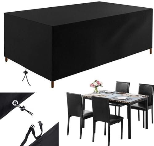 Abdeckhauben für Gartentische, wasserdicht, 180 x 125 x 75 cm (L x B x H), Abdeckung für Terrassenmöbel, groß, UV-Schutz, 420D-Oxford-Polyester, für Tische und Stühle