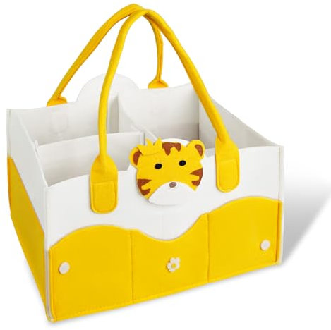 BOENFU Baby Nappy Caddy, Newborn Diaper Caddy with Detachable Divider, Sturdy Portable Tote Nappy Organisers, Newborn Essentials for Baby Shower Gifts, Nursery Storage, Car Travel, Picnic