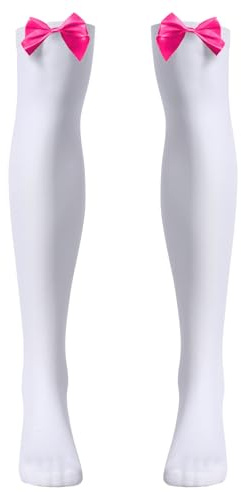 ABAFIP Men's Thigh High Bow Stockings Sheer Over Knee Socks Rose