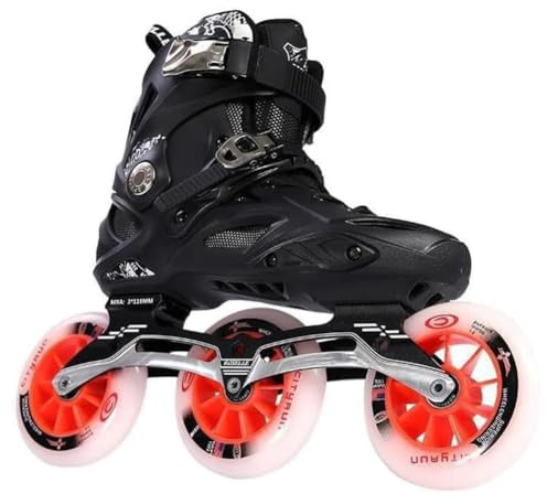 YYingYYue Pattini A Rotelle da Uomo E da Donna, Pattini in Linea A 3 Ruote per Adulti, Pattini in Linea Professionali Unisex, Pattini da Corsa di velocità, Fodera Rimovibile,Nero,41