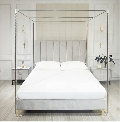 Cadre De Lit à Baldaquin en Acier Inoxydable, Moustiquaire avec Support De Lit Cadre à Baldaquin pour Lit Double/Complet/Queen/California King/King Size (Couleur : 32mm, Taille : 180x200cm)