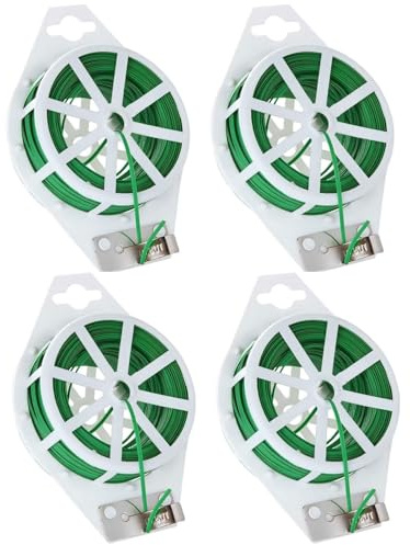 GAJUS 4Pcs Fil Jardinage Vert 50M Rouleaux de Fil de Liaison Fin pour Plantes Avec Distributeur, Liens de Jardinage pour Ligatures et Cutter, Organisation Projets de Bricolage