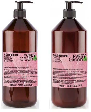 Every Green Shampoo e Balsamo per Capelli Colorati, Trattamento Protettivo e Ristrutturante, 1000ml