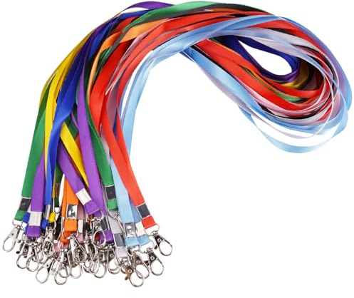 30 Pièces Strap Lanière, 45cm Cordon Porte Badge, 10 Couleurs Cordon Tour de Cou Clef, Nylon Lanières avec Boucle Pivotante en Métal, Tour de Cou Porte Clé pour Carte D'identité, Clé, Sifflets