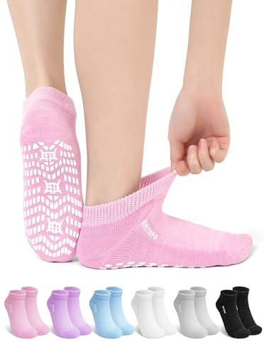 ZFSOCK Calcetines para Diabeticos Mujer y Hombre: Bambu Calcetines Tobilleros Antideslizantes Sin Costuras y Sin Goma Suela Acolchada Extra Anchos Verano para Pies Hinchados 6 Pares Claro 39-42