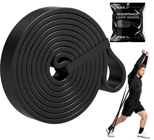 25-50lbs Black Heavy Duty Resistance Loop & Resistance Bands for Men Women, Exercise Fitness Bands for Strength Training, Pull Up Assist, Yoga Stretch, Home Gym Workout, Physical Therapy