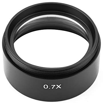 Oumefar Lentille D'objectif de Microscope 0,7X Auxiliaire pour Microscope Stéréo, Grossissement Accru pour Les Scientifiques de Laboratoire, Filetage de Montage de 48mm