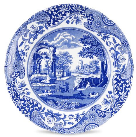 Spode Set di 4 piatti per insalata blu, 7,25, in terracotta fine, Made in England, lavabili in lavastoviglie (blu/bianco, 8)