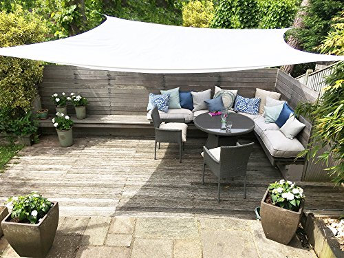 Clara Shade Sails - White Square 3.6m Sun Shade Sail, Conservatory Sail Shades, Pergola Canopy, Garden Sail Canopy Waterproof, Patio Gazebo, Garden Tent, Outdoor Sun Sail Shade, Garden Awning