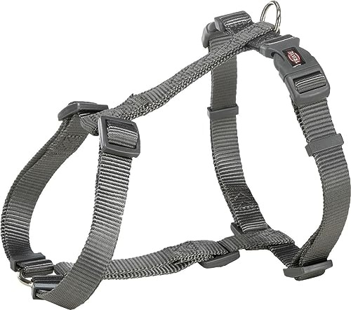 Trixie - Arnés New Premium para Perros Pequeños y Cachorros, Talla XS–S (30–44 cm), Grafito, Nylon de Alta Resistencia, Ajuste Triple con Doble Hebilla Abdominal, Ergonómico y Duradero