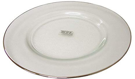 WORKING HOUSE (Menaje / Bajoplatos) BAJOPLATO BAJO PLATO BANDEJA PRESENTACION CRISTAL REDONDO MEDIANO SATINADO RIBETE FILO PLATEADO (LEER ANTES EL ESTADO DEL ARTICULO)