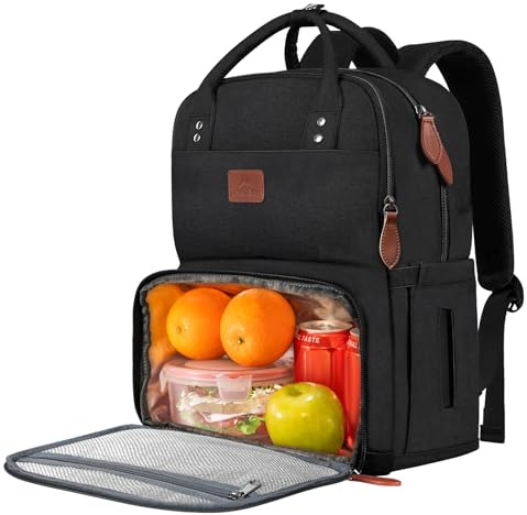 MATEIN Work Backpack for Women, Insulated Cooler Backpacks with Lunch Box, 15.6 Inch Laptop Backpack with Lunch Compartment Reusable Water Resistant Food Bag for College Camping Picnics Womens Gifts