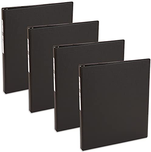 Avery Economy 3 Ring Binder, 1/2 Inch Round Rings, 4 Black Binders (03201)