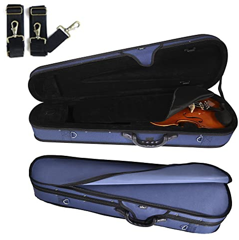 adm 4/4 Full Size Violin Hard Case Basic Professional Triangular Shape Backpack, Super Light Suspension, Blue