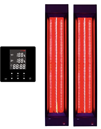 B-Ware 2 x infraröd strålning InfraROTmed 500 W styrning, djup värme fullspektrumstrålkastare för bastu och infraröd kabin, för eftermontering eller gör-det-själv-installation