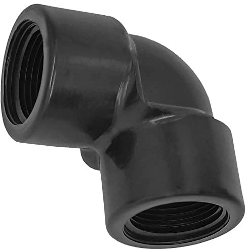 MegaHaustechnik Winkel 90° Grad aus Kunststoff PP 1 1/4 Zoll IG x IG DN32 Innengewinde Innendurchmesser 39mm Gewinde Fitting Trinkwasser geeignet Rohr Verschraubung Kupplung Bogen Anschluss L Stück