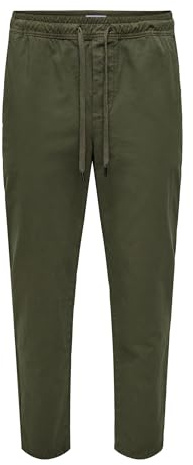 ONLY & SONS Pantalones de Tela para Hombre, Noche de Oliva, S