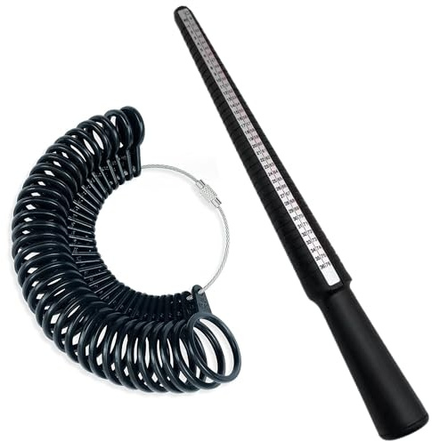 2 Pezzi Anello Sizer Calibro Dita Kit, Anello Mandrino Sizer, Strumenti per Misurare Gli Anelli Diametri, Misuratore Anelli, Finger Gauge Utensili Kit per Gioielli