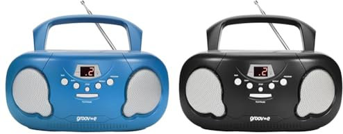 groov-e Orginal Boombox - Portable CD Player with Radio, 3.5mm Aux Port, & Headphone Socket & Orginal Boombox - Portable CD Player with Radio, 3.5mm Aux Port, & Headphone Socket