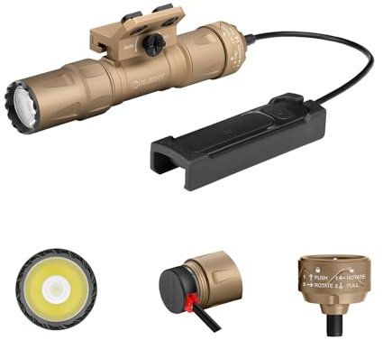 OLIGHT Odin S Torcia Professionale 1500 Lumen, Portata 250 Metri Compatibile con Attacchi M-LOK e Picatinny Design Stabile Leggero Impermeabile IPX7 per Caccia, Escursionismo Sicurezza (Deserto MLOK)