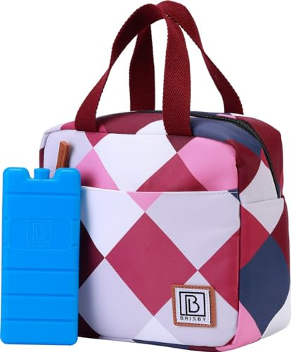 Brisby Kühltasche klein - 4L, Lunchtasche, Vierschicht isolierte Kühltasche mit Kühlelemente, vielseitige Lunchbag, für damen in Farbe Blöcke Rosa