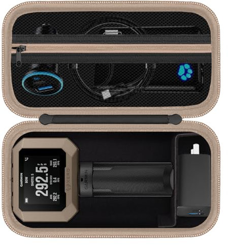 HESPLUS Reise-Tragetasche für Garmin Xero C1 Pro Compact Chronograph für Fernaufnahmen, kompakte Aufbewahrungstasche mit Netztasche für Ladegeräte, Adapter, Stativ, Schwarzgrau