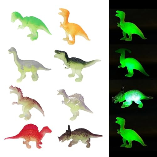 AOEVUIR 12 Pcs Figuras de Dinosaurios Luminosos Juguetes para Fiestas Que Brillan en la Oscuridad Obsequios Realistas para Niños y Niñas Minifiguras de Dinosaurios