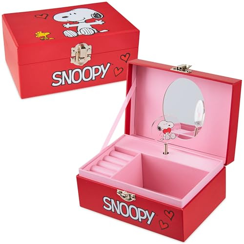 Peanuts Snoopy Speldosa smyckeskrin för flickor med fack - present till flicka